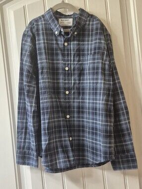Boys Plaid Old Navy Button Down Shirt Size Large New With Tags